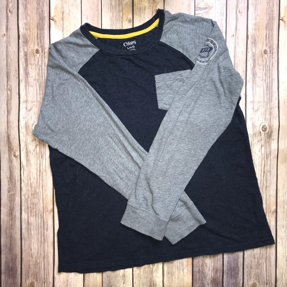 CHAPS-Long sleeved Blue /Grey Shirt Chest Pocket L